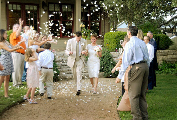 bride and groom sendoff