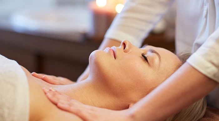 Woman getting a neck massage