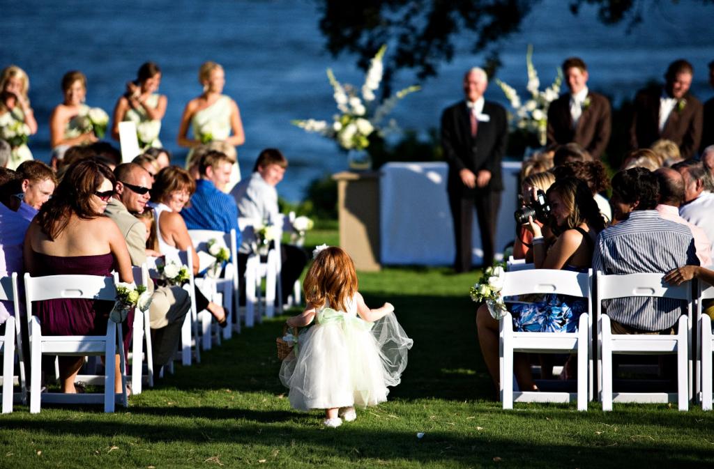 flower girl at a wedding ceremony in texas