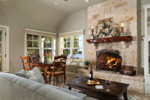 The Cottage living room with fireplace