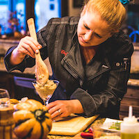 Executive Chef Courtney Billen preparing a meal