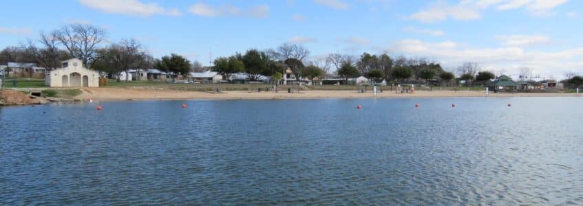 The shore of Lake Granbury as viewed from the water